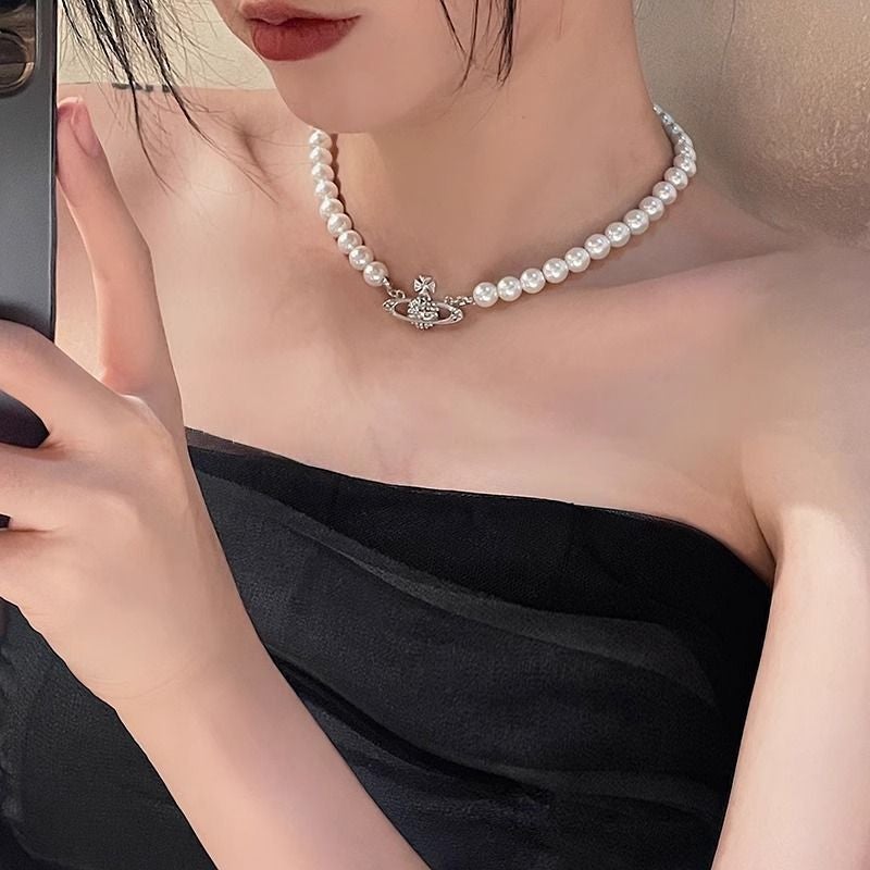 Shijia Pearl Necklace Women'S Niche Light Luxury Design High-End Fashion Elegant Clavicle Chain Necklace Chain Woolen Chain Bead Chain - Image 4